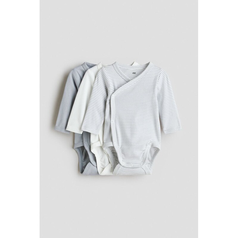 H&M - Zavinovací body 3 kusy - Tlumená Bleděmodrá/Proužky