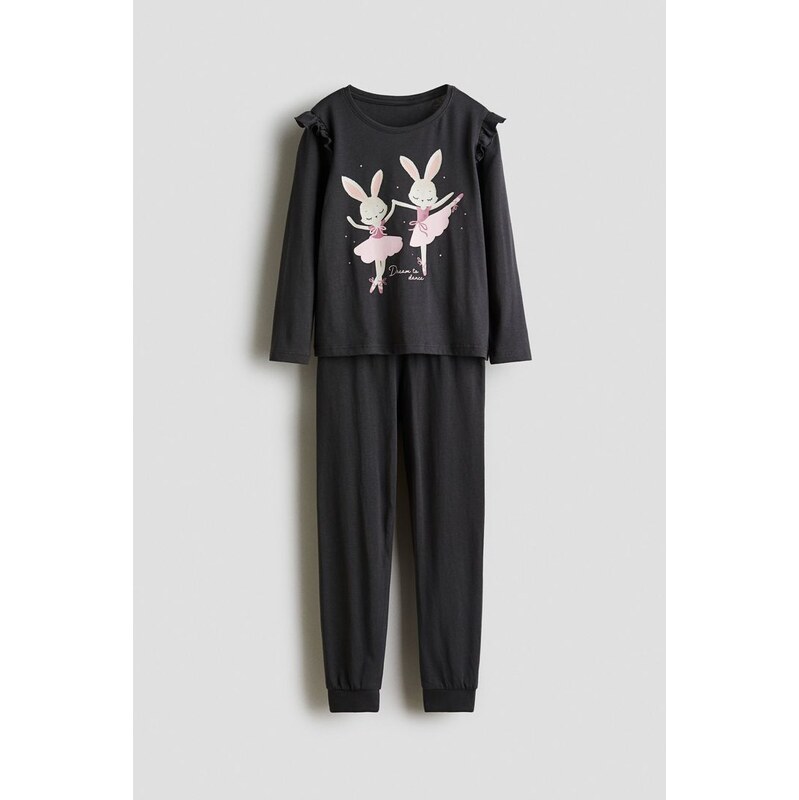 H&M - Bavlněné pyžamos potiskem - šedá 109349277
