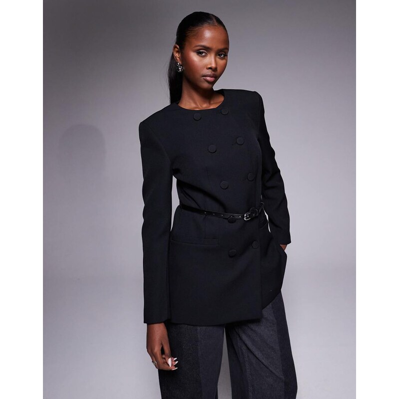 River Island structured oversized blazer in black