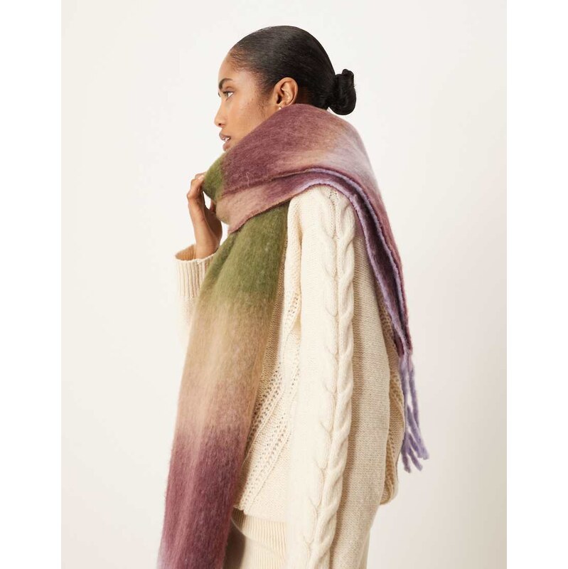 ASOS DESIGN woven scarf with brushed stripe design in purple and