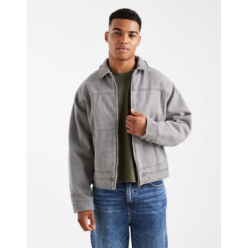 Cotton On Cropped worker jacket in grey