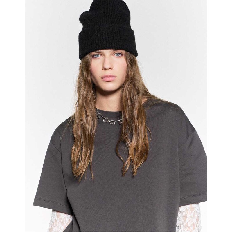 Pull&Bear Knit beanie in black
