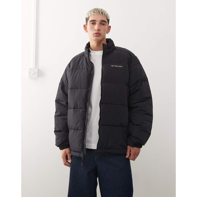 Columbia Pike Lake novelty puffer coat in black