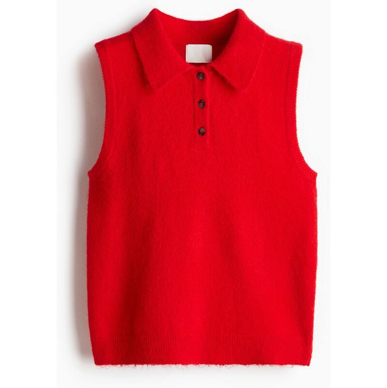 H&M - Pletená vestas límečkem - červená 108429318
