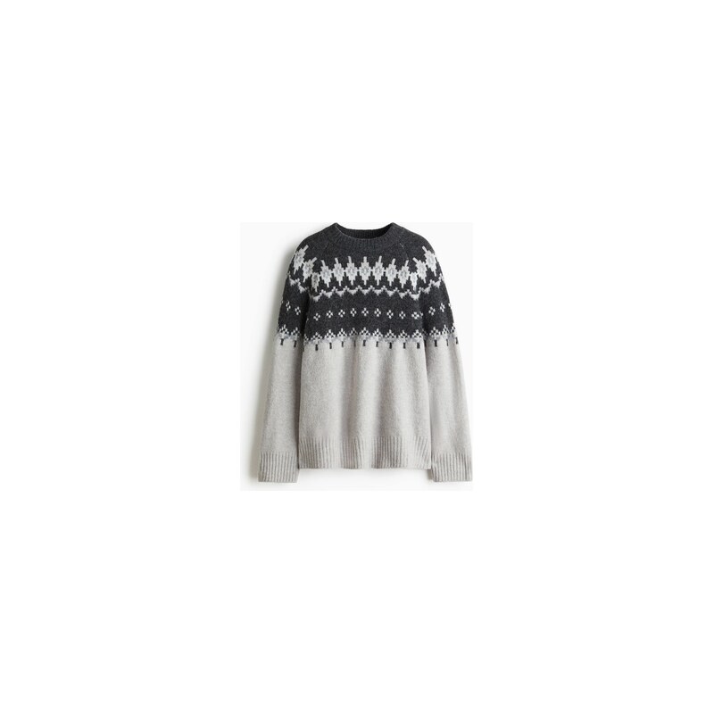 H&M - Svetr z žakárového úpletu - Šedá/Vzor