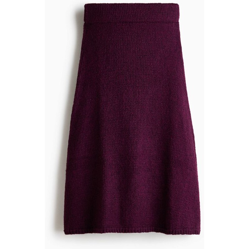 H&M - Pletená sukně - Tmavě Fialová