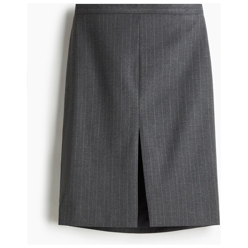 H&M - Pouzdrová sukně - Šedá/Úzký Proužek