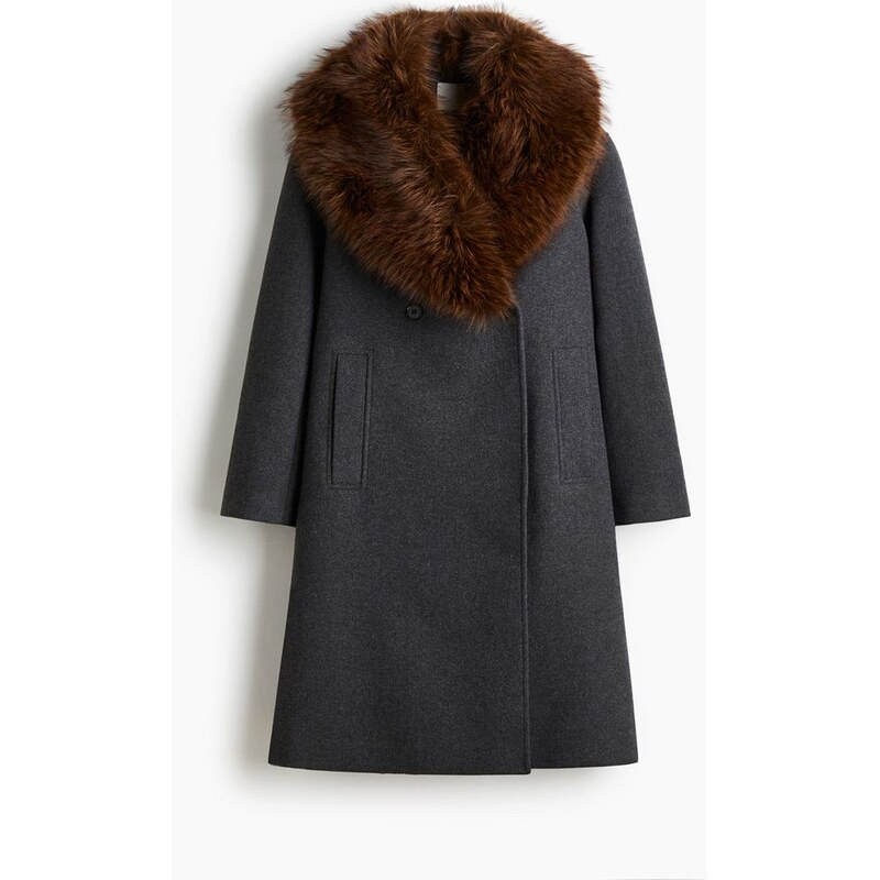 H&M - Dvouřadový kabát - šedá 109352877