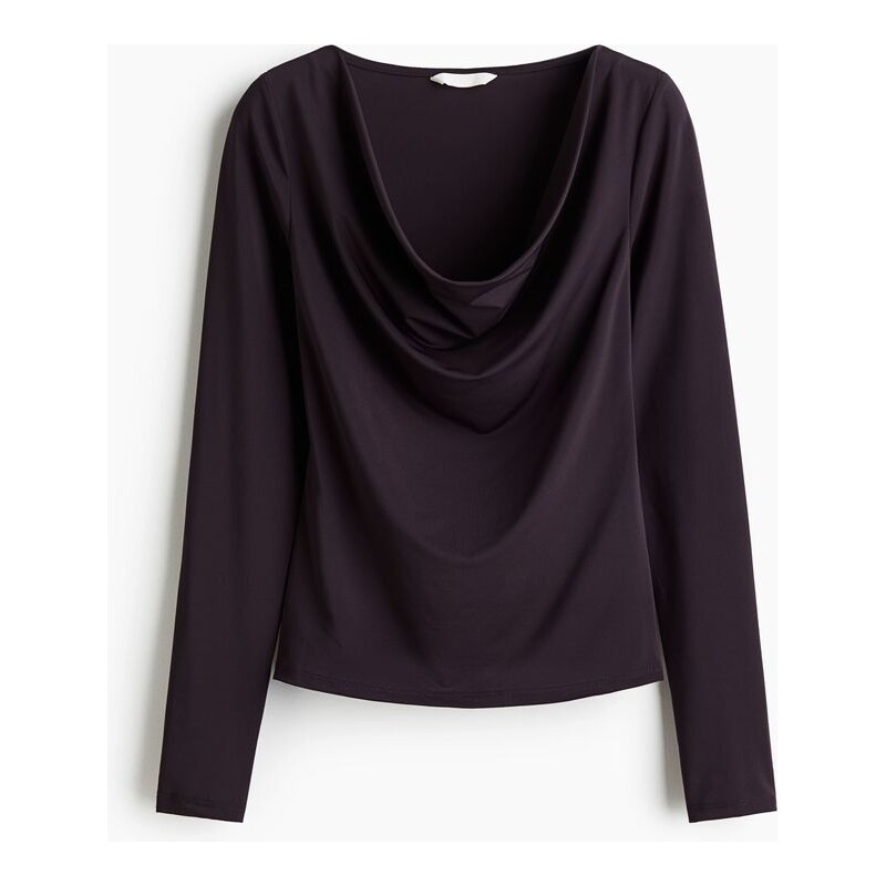 H&M - Tops vodopádovým výstřihem - fialová 109352932