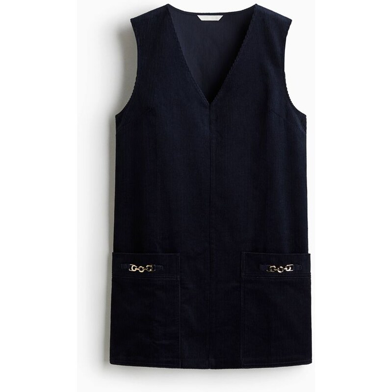 H&M - Manšestrové šaty shift dress - Námořnická Modř