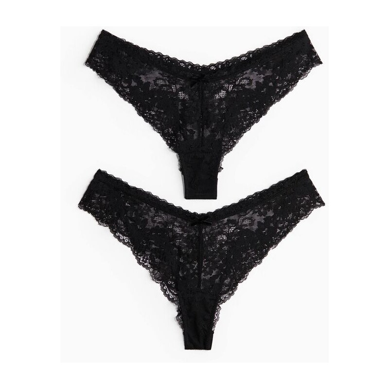 H&M - Krajkové kalhotky brazilian 2 kusy - černá 109352951
