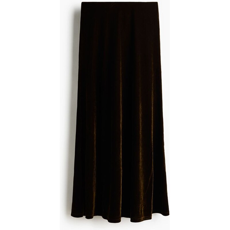 H&M - Velurová sukně - Tmavě Zelená