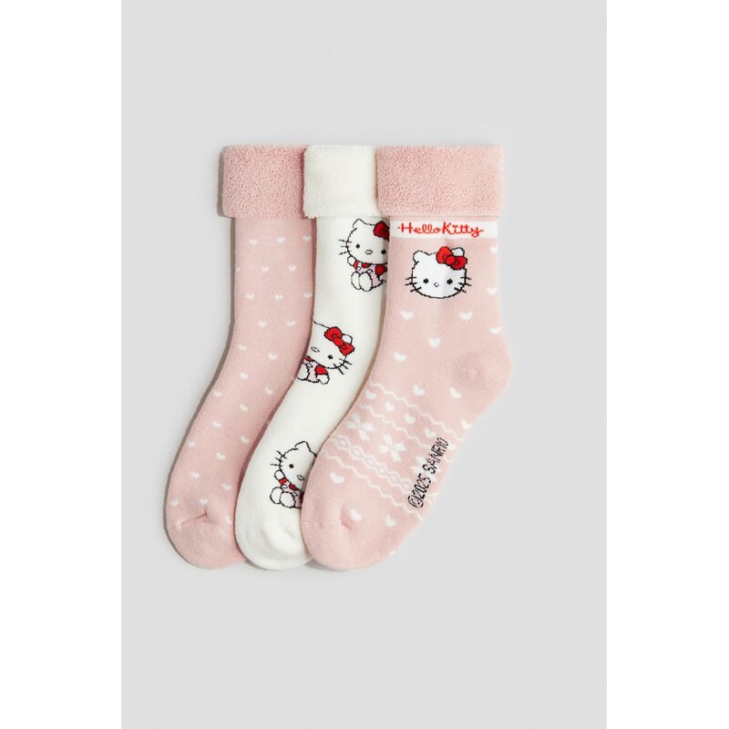 H&M - Froté ponožky 3 páry - růžová 109349275