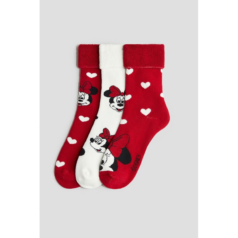 H&M - Froté ponožky 3 páry - červená 109352974
