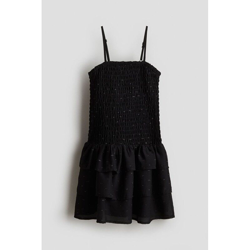 H&M - Volánkové šatys žabkováním - Černá