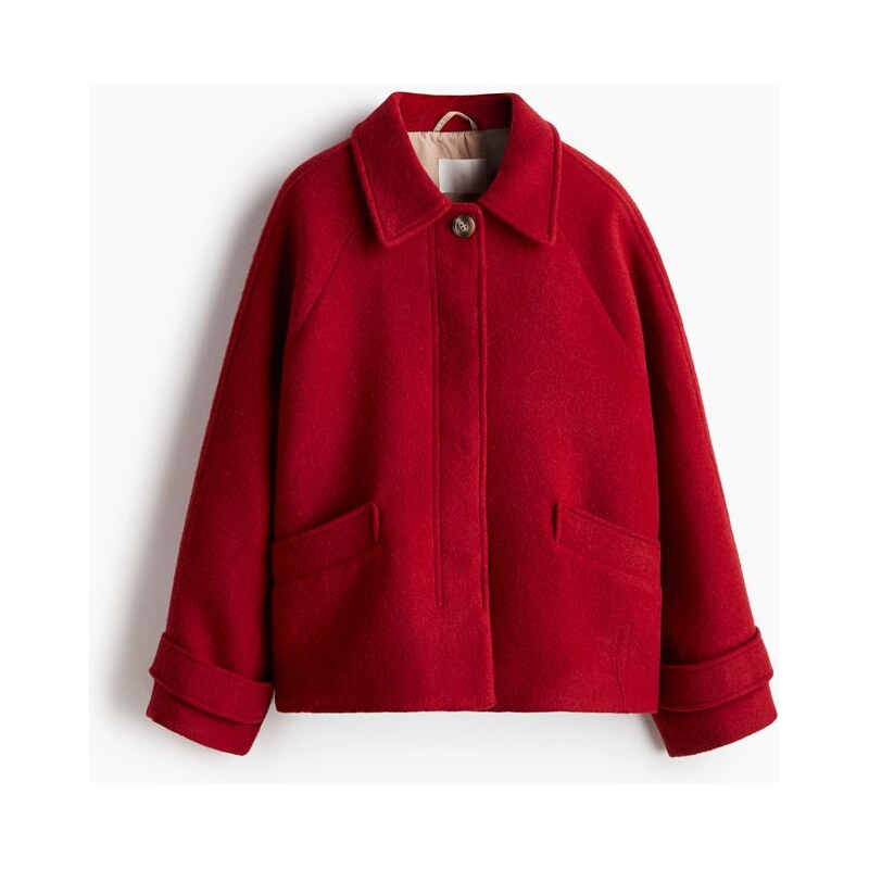H&M - Oversized kabát - Červená