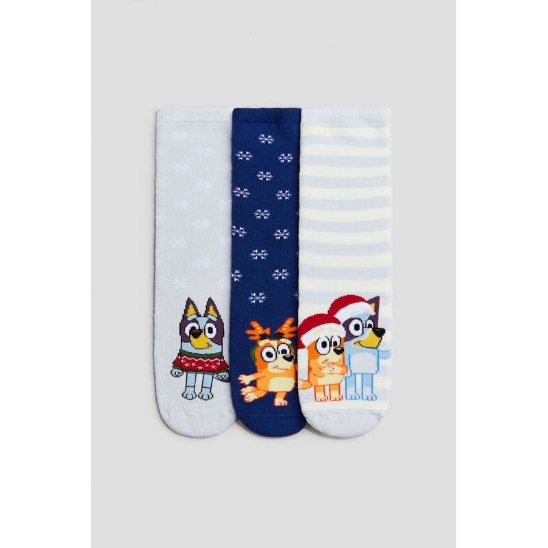 H&M - Froté ponožky 3 páry - Bleděmodrá/Bluey
