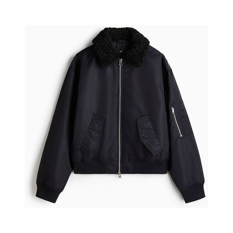 H&M - Nylonový bomber Loose Fit - Tmavomodrá