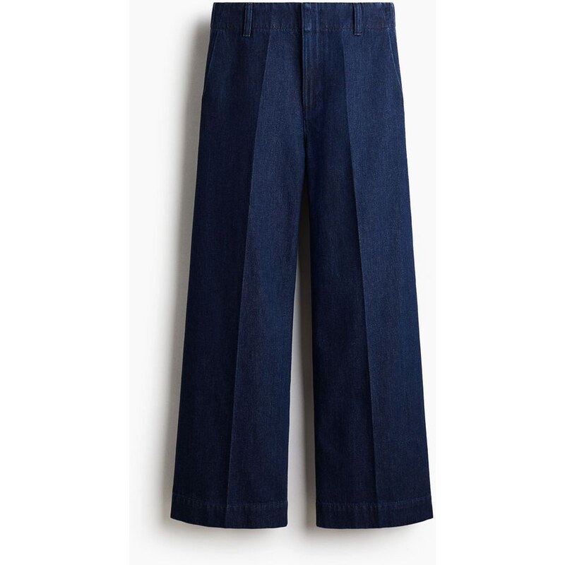 H&M - Wide High Jeans - Tmavý Denim Blue