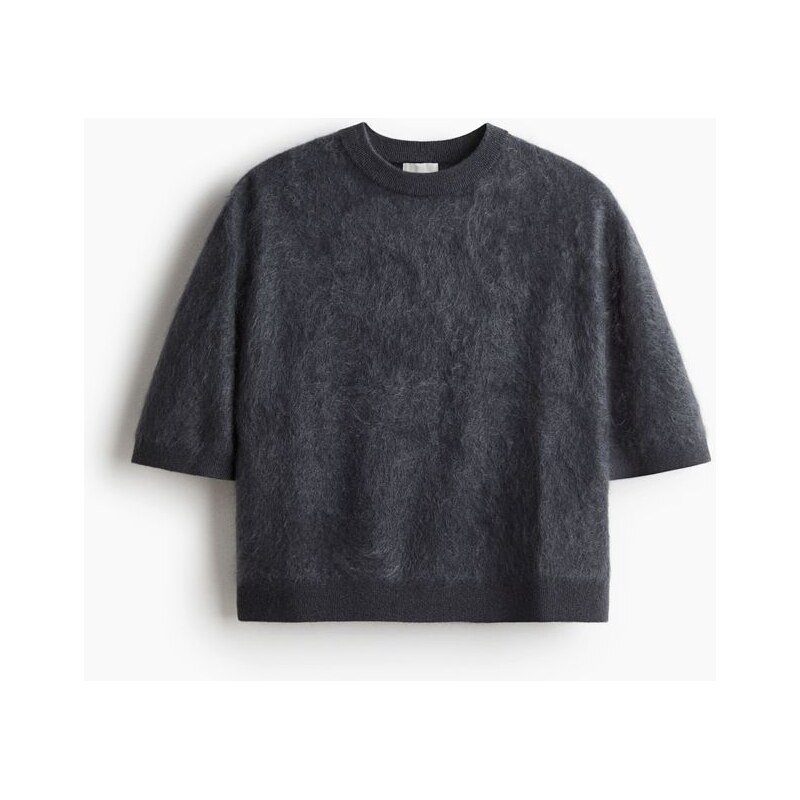 H&M - Česaný kašmírový top - Tmavě Šedá