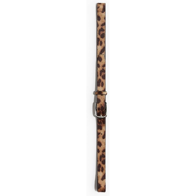 H&M - Úzký pásek - Béžová/Leopardí Potisk