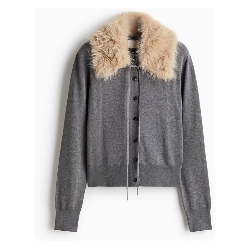 H&M - Propínací svetrs límcem - Tmavě Šedá