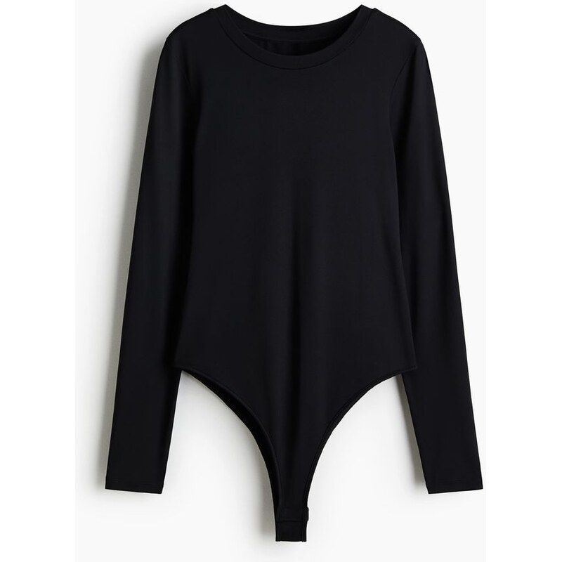 H&M - Body z mikrovláknas dlouhým rukávem - Černá