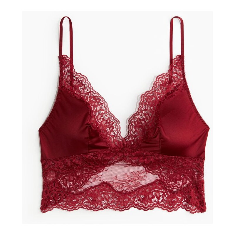 H&M - Podprsenka z mikrovlákna a krajky - červená 109353156