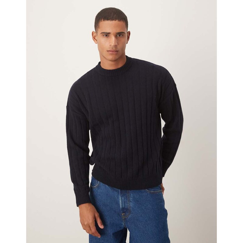 ASOS DESIGN oversized knitted lambswool rib crew neck jumper in