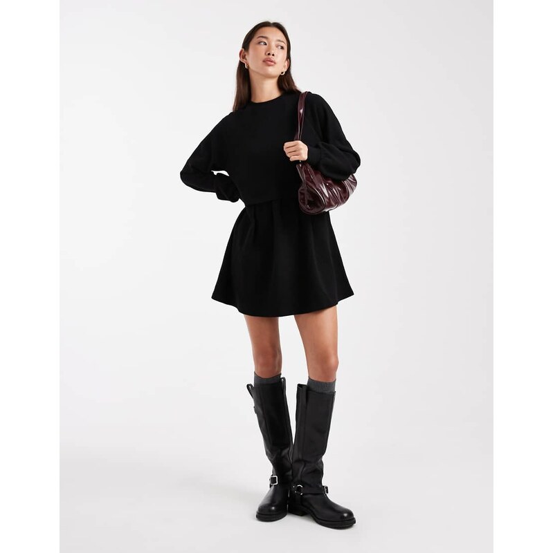 Miss Selfridge super soft brushed smock dress in black