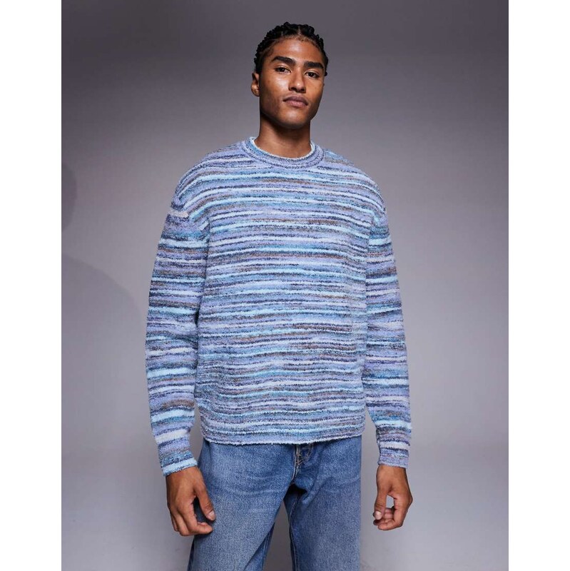ASOS DESIGN oversized textured knitted jumper in blue stripe