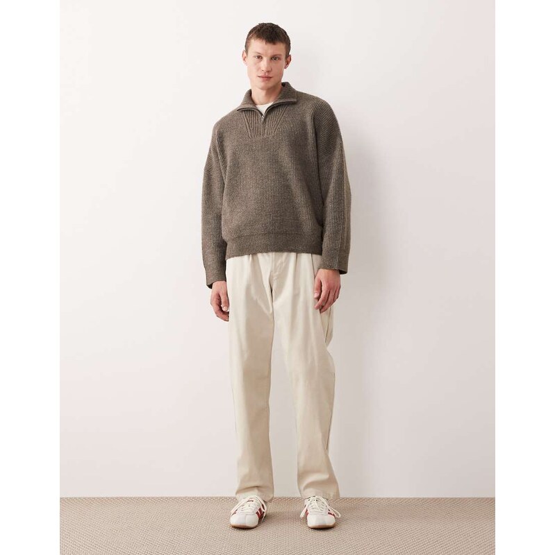 ASOS DESIGN straight trousers in black with pleats and side