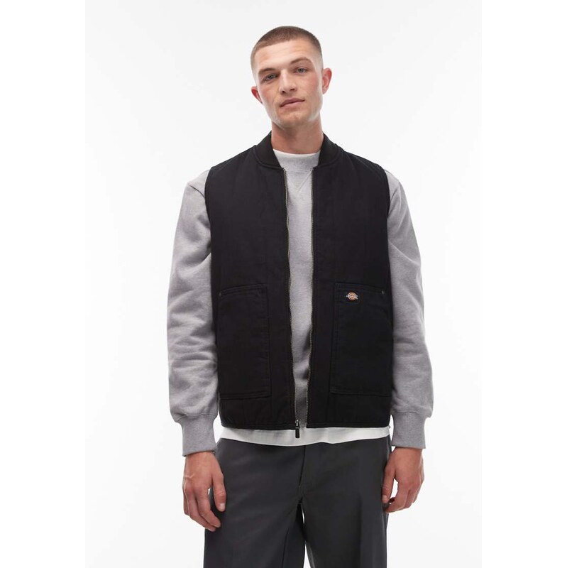 Dickies quilted canvas gilet in black