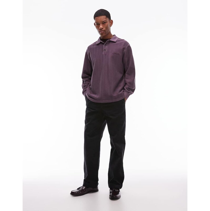 Double A By Wood Wood lax corduroy cotton trousers in black