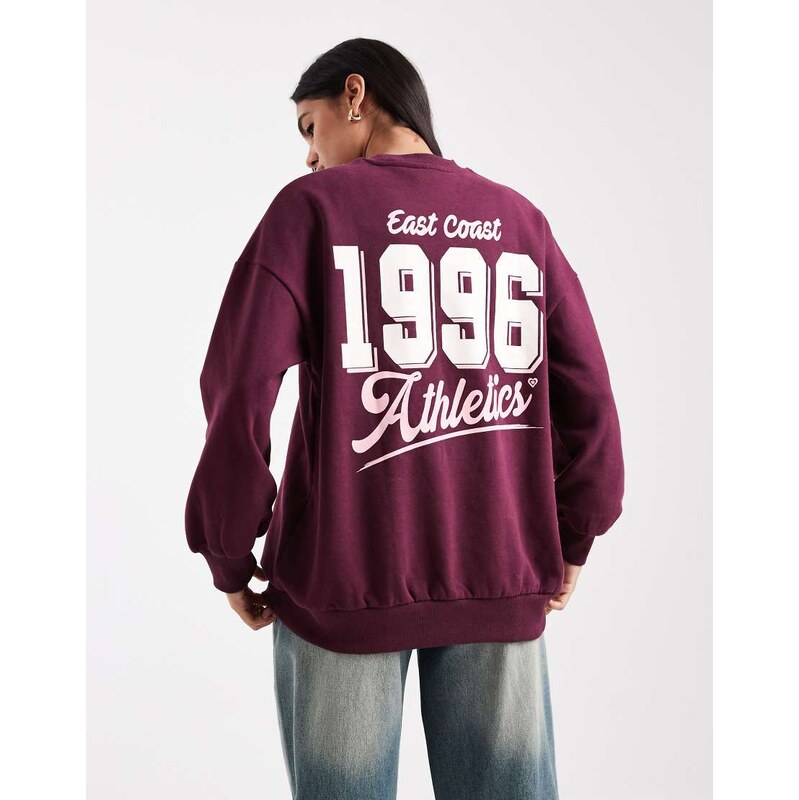 Miss Selfridge east coast oversized sweatshirt in plum-Purple 109354068