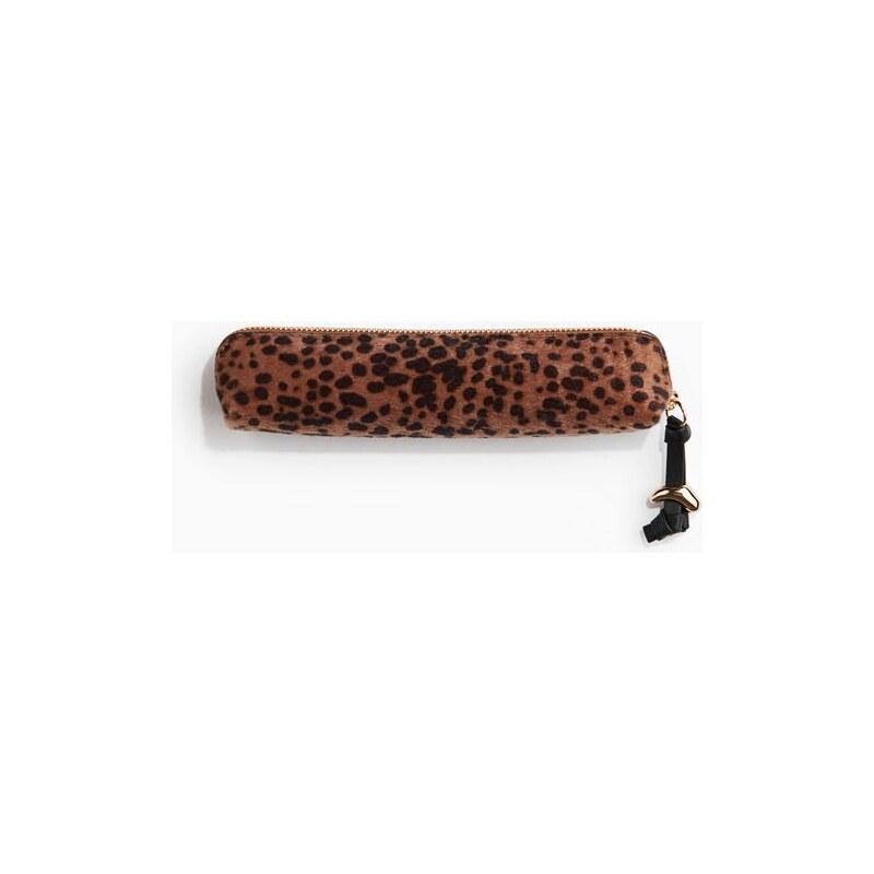 H&M - Penál - Béžová/Leopardí Potisk