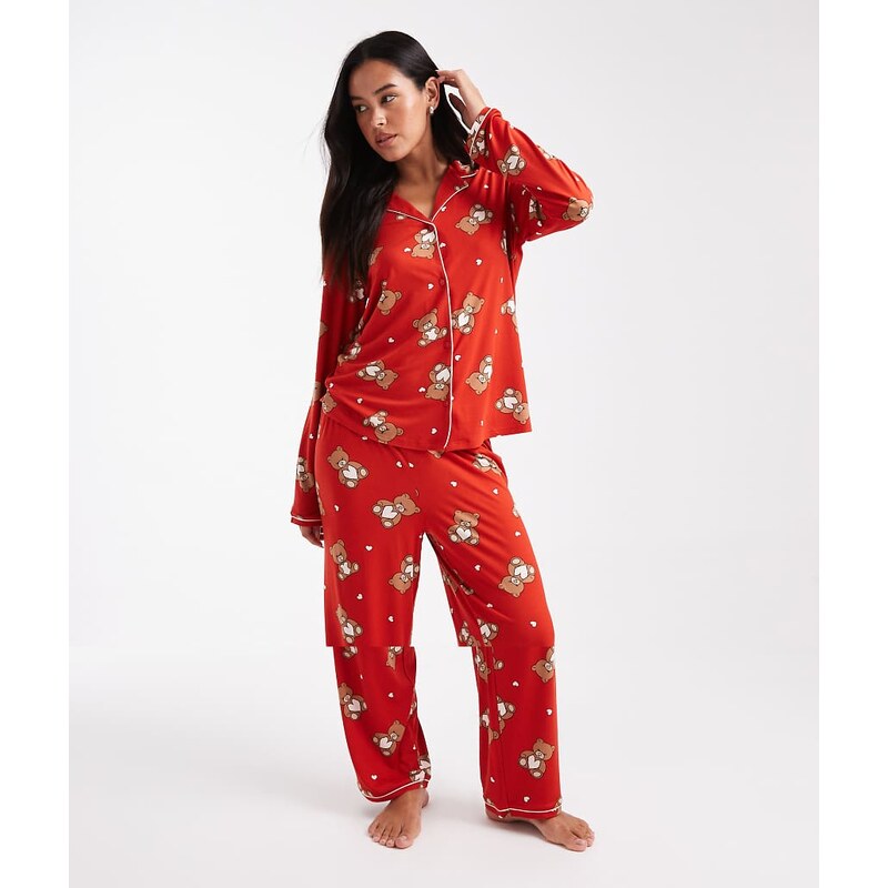 Urban Threads Christmas long sleeve revere and trouser pyjama