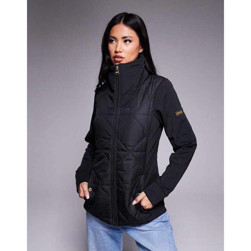 Barbour International Kya quilted sweat jacket in black 114425742