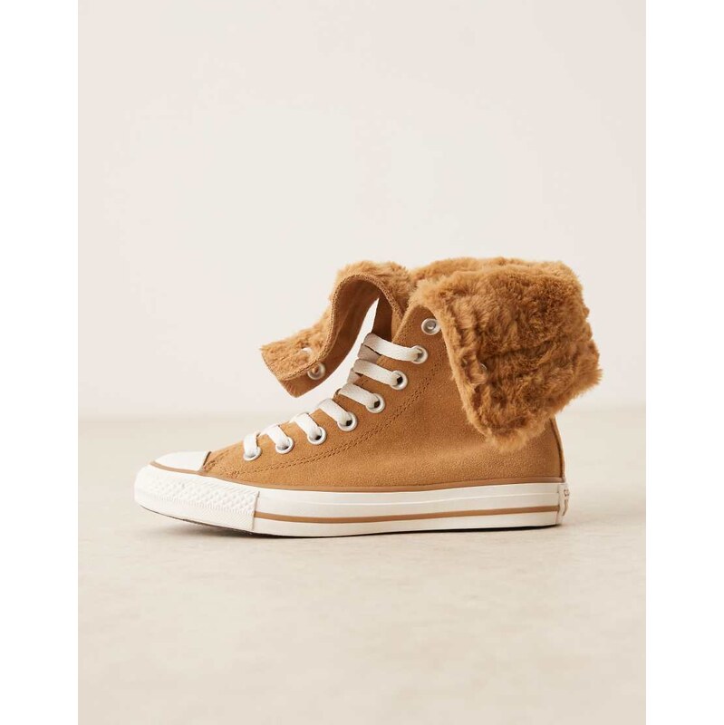 Converse Chuck Taylor All Star faux fur Fold Over trainers in