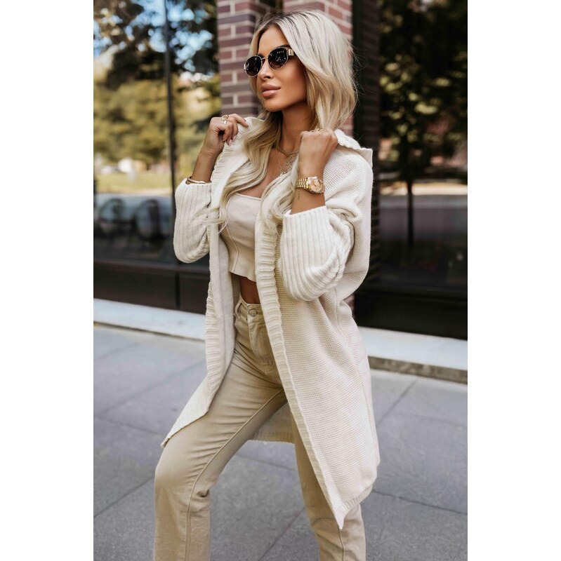 numoco basic 629-1 Comfortable oversized cardigan with a hood