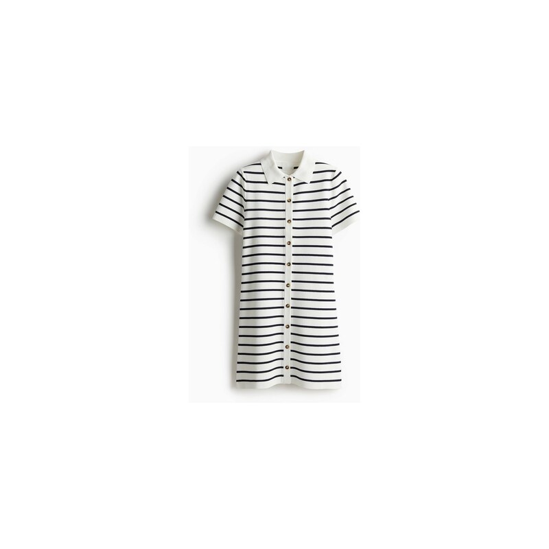 H&M - Šaty z jemného úpletu - Bílá/Proužky