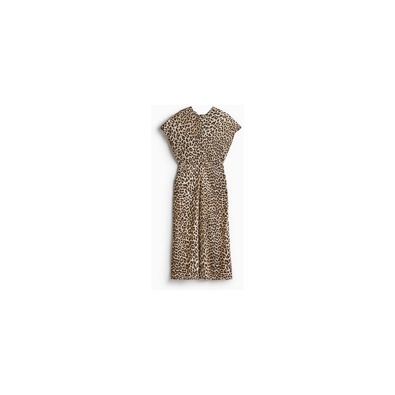 H&M - Šatys projmutým pasem - Béžová/Leopardí Potisk