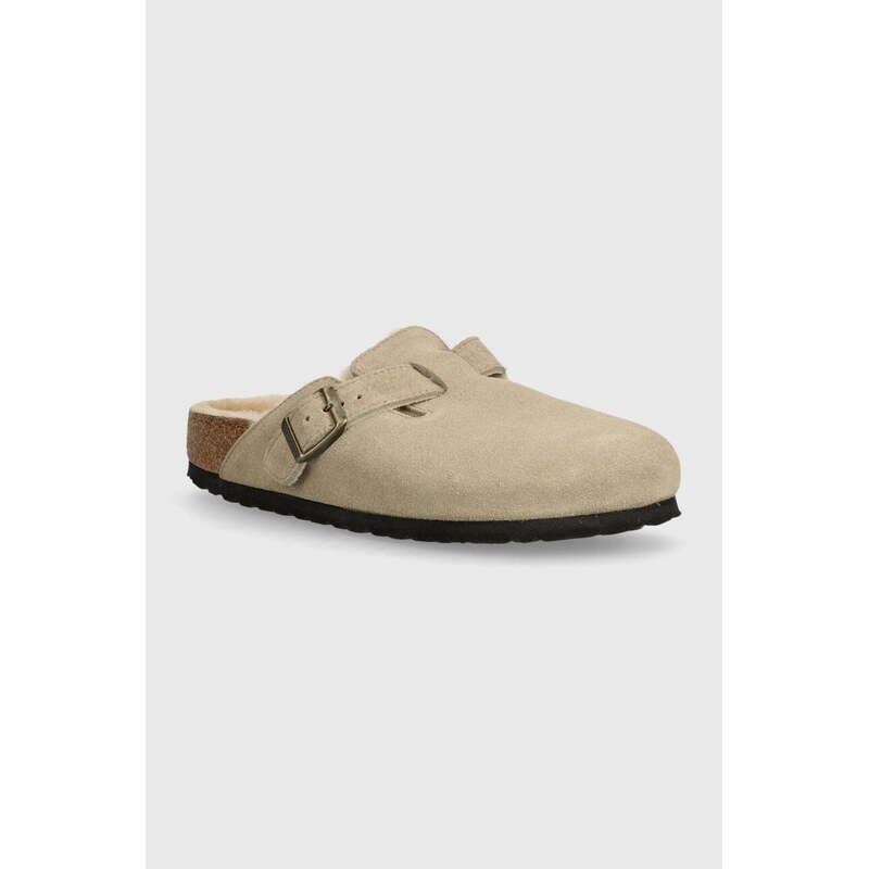 Birkenstock Semišové pantofle Boston Shearling