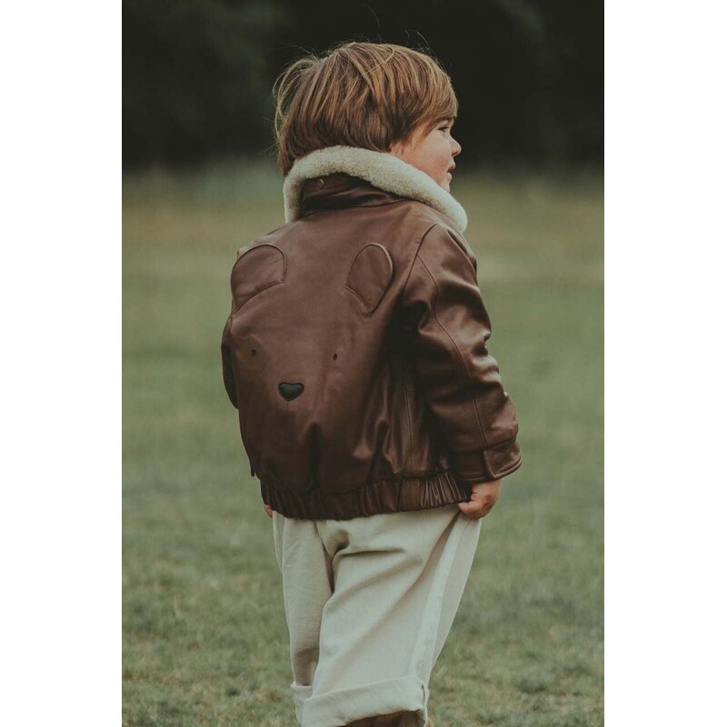 Dětská kožená bomber bunda Donsje Yuki Leather Jacket Bear 99019758