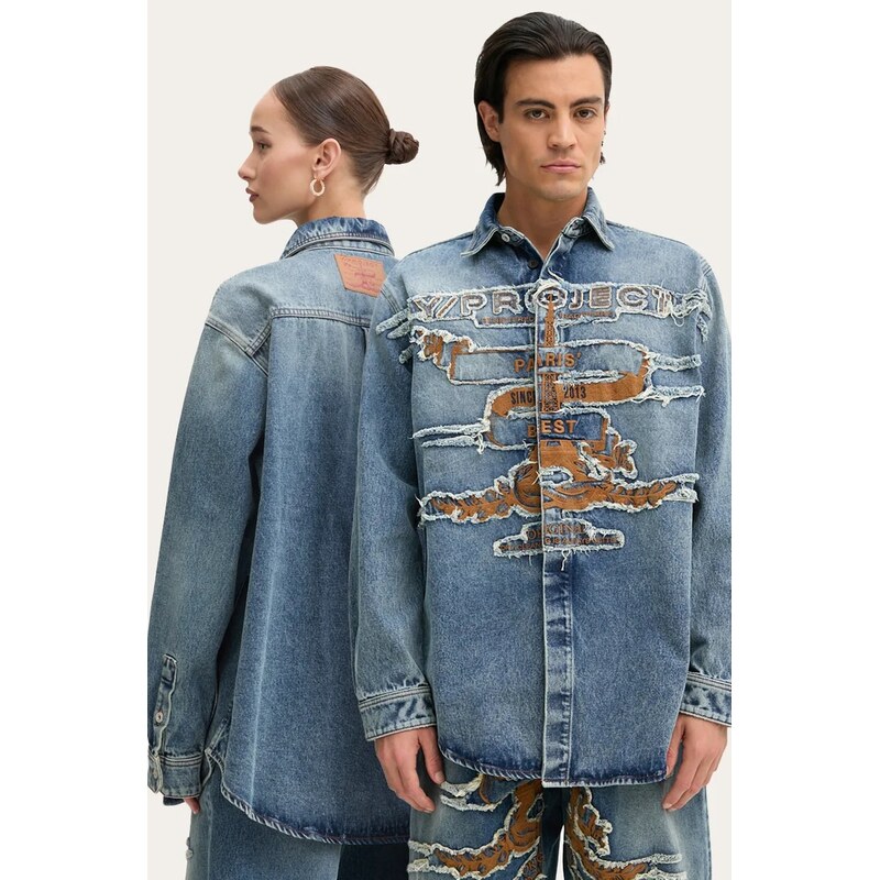 Džínová košile Y/Project EVERGREEN PARIS BEST PATCH DENIM SHIRT 100263249