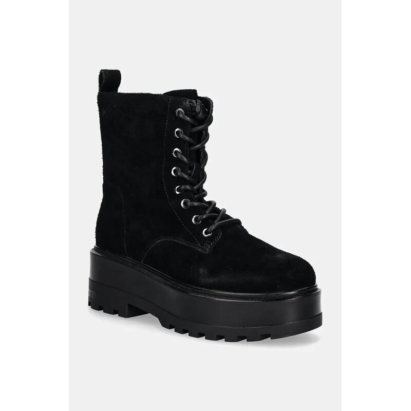 Semišové workery Calvin Klein Jeans FLATFORM ZIP LACEUP MG S 100563464