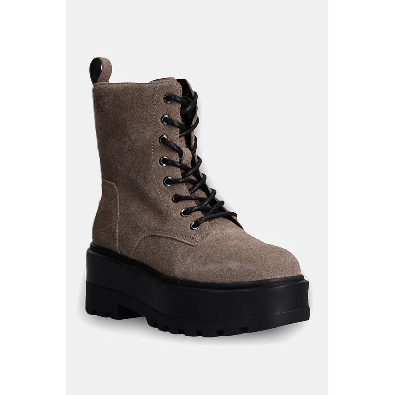 Semišové workery Calvin Klein Jeans FLATFORM ZIP LACEUP MG S 100565475