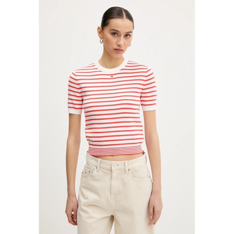 Tommy Jeans svetr s krátkým rukávem dámský bavlněný