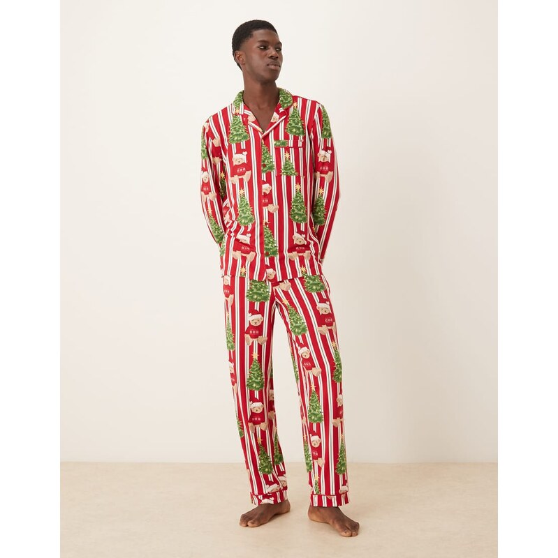 Chelsea Peers His & Hers poly long sleeve revere pyjama set in