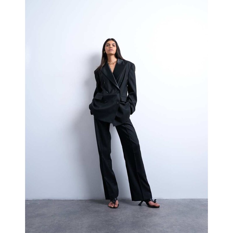 Topshop slim straight leg mid rise suit trouser co ord in black